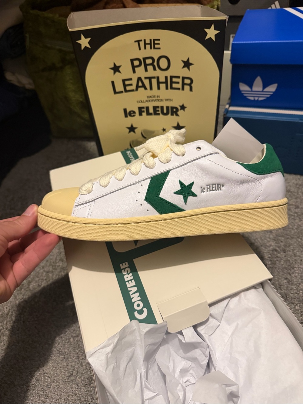 Converse Pro Leather x le FLEUR White & Green Sz 9 Men’s
